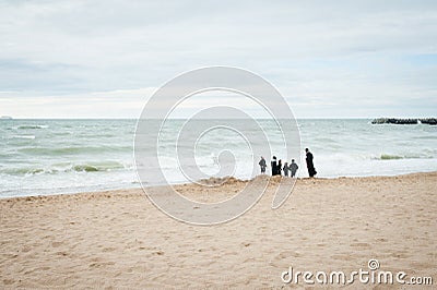 OSTEND, BELGIUM - AUGUST 7 2012: Group of jewish child on city b Editorial Stock Photo