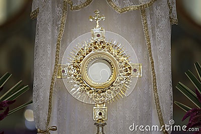 Ostensorial adoration in the catholic church - Corpus Christi Stock Photo