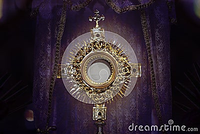 Ostensorial adoration in the catholic church - Holy Week Stock Photo