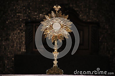 Ostensorial adoration in the catholic church Stock Photo