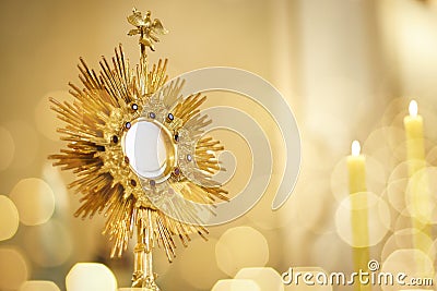 Ostensorial adoration in the catholic church Stock Photo