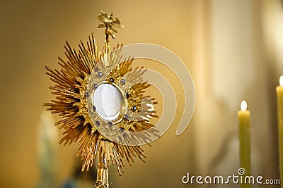 Ostensorial adoration in the catholic church Stock Photo