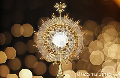 Blessed Sacrament adoration in the catholic church Stock Photo