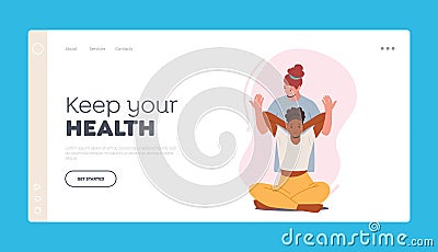 Osteopath Rehabilitation Landing Page Template. Doctor Character Improve Woman Health. Professional Healer Adjust Spine Vector Illustration