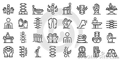 Osteopathy icons set, outline style Vector Illustration