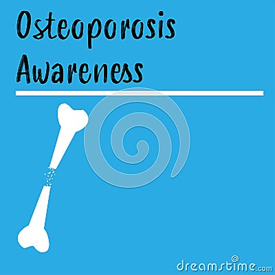 Osteoporosis awareness poster on blue background with copy space for bone disease and arthritis education for aging populations. Vector Illustration