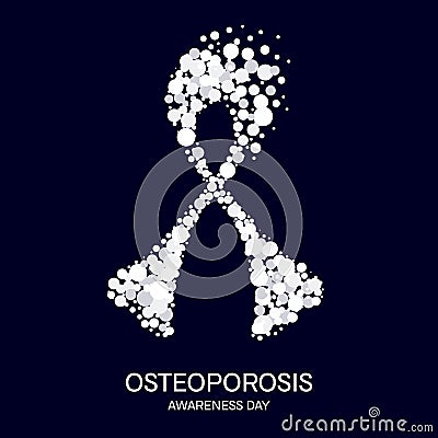 Osteoporosis bone disease awareness ribbon medical concept Vector Illustration