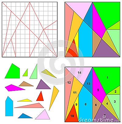 Ostomachion Game Puzzle Archimedes Key Vector Illustration