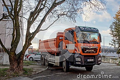 MAN TGS 26.500 heavy tipper truck of Sugland company used for construction works Editorial Stock Photo