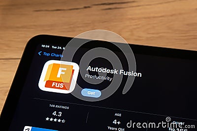 App store with Autodesk Fusion productivity app to be installed Editorial Stock Photo