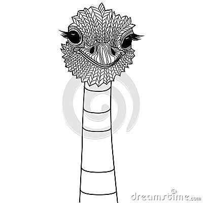 Ostrich bird head as symbol for mascot or emblem design, logo vector illustration for t-shirt. Vector Illustration