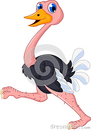 Ostrich cartoon running Stock Photo