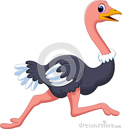 Ostrich cartoon running Stock Photo