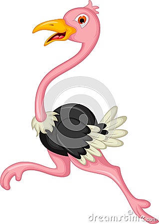 Ostrich cartoon running isolated Stock Photo