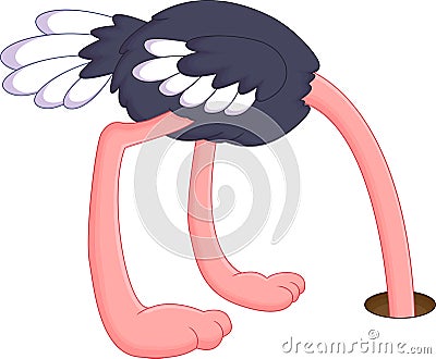 Ostrich hiding its head Vector Illustration