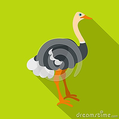 Ostrich icon, flat style Vector Illustration