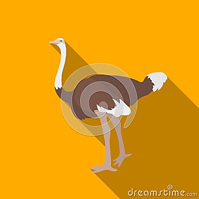 Ostrich icon in flate style on white background. Bird symbol stock vector illustration. Vector Illustration