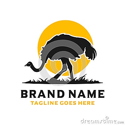 Ostrich silhouette logo design template Vector Illustration