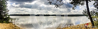 A Ostriv`yanske lake panorama Stock Photo