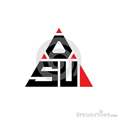 OSU triangle letter logo design with triangle shape. OSU triangle logo design monogram. OSU triangle vector logo template with red Vector Illustration