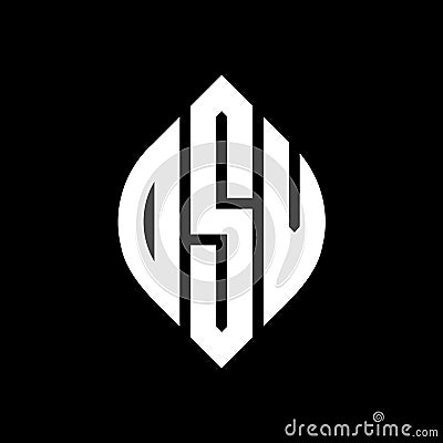 OSV circle letter logo design with circle and ellipse shape. OSV ellipse letters with typographic style. The three initials form a Vector Illustration