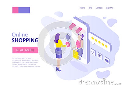 Online shopping template for Vector Illustration