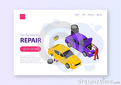 Car service and repair Vector Illustration