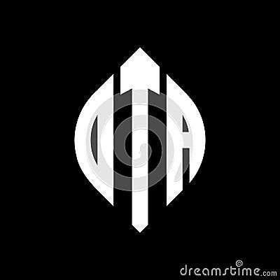 OTA circle letter logo design with circle and ellipse shape. OTA ellipse letters with typographic style. The three initials form a Vector Illustration