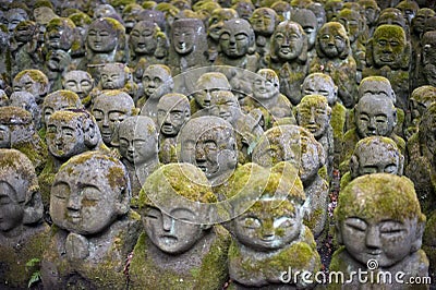 Otagi Nenbutsu-ji Rakan Statues Stock Photo