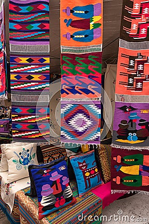 Indigenous textiles in Otavalo Ecuador Editorial Stock Photo