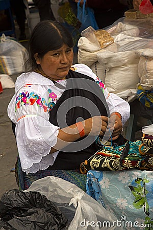 Indian market of Otavalo in Ecuador. Editorial Stock Photo