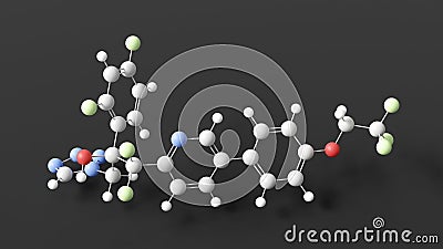 oteseconazole molecular structure, antifungal, ball and stick 3d model, structural chemical formula with colored atoms Stock Photo