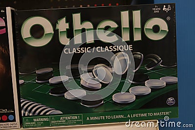 Othello is a board game that requires you to have the majority of disks turned to display your color over your opponents Editorial Stock Photo