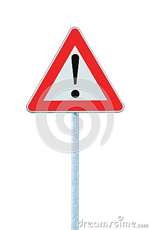 Other Danger Ahead Warning Road Sign Pole isolated Stock Photo