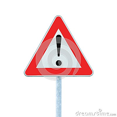 Other Danger Ahead Warning Road Sign Pole isolated Stock Photo