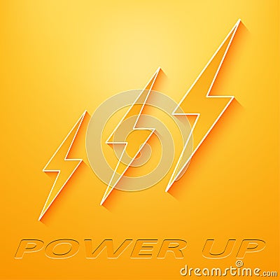 Logo of growth indicators in the form of yellow lightnings on an orange background Stock Photo