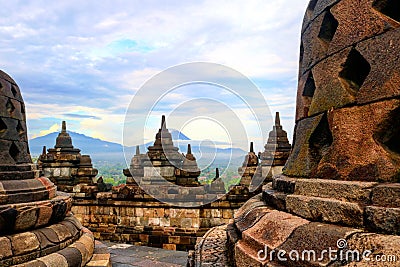 The Others side of Borobudur Tample Stock Photo