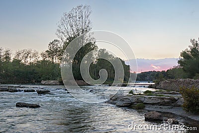 Dam and cascade at the Ter river near Manlleu Stock Photo