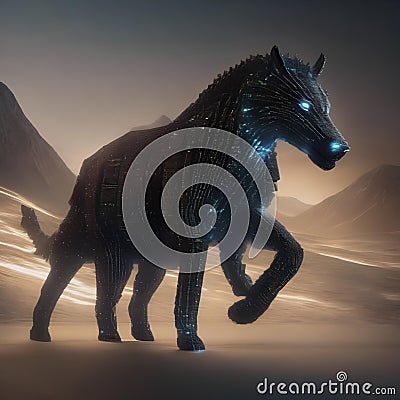 An otherworldly creature composed of binary code and enigmatic symbols1 Stock Photo