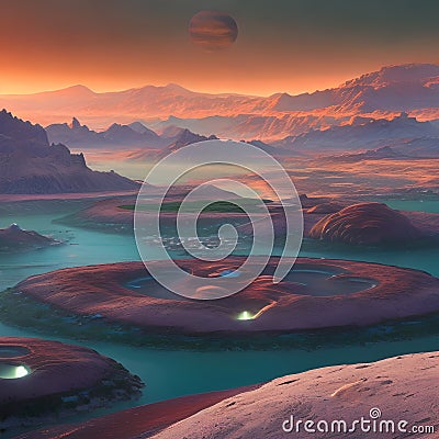An otherworldly landscape of alien planets, with strange creatures and exotic landscapes4, Generative AI Stock Photo
