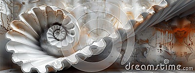 An otherworldly marble staircase defies gravity and logic, its impossible, contorted form carving a mesmerizing pathway. Stock Photo