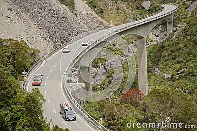 Otira Viaduct in the summer Editorial Stock Photo