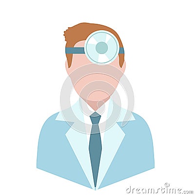 Otolaryngologist, flat style. Doctor treating ear, throat, nose. ENT avatar, isolated on white background. Medicine Vector Illustration