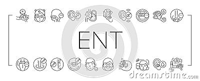 Otorhinolaryngology Treatment Icons Set Vector . Vector Illustration