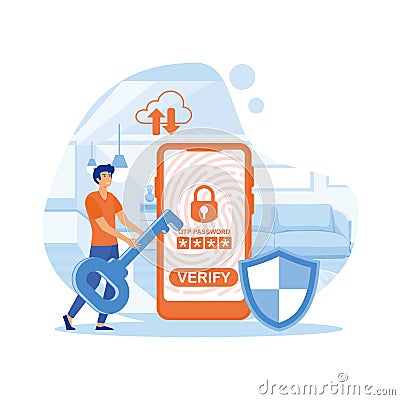 OTP authentication Secure Verification One-time password for secure transaction on digital payment. Vector Illustration