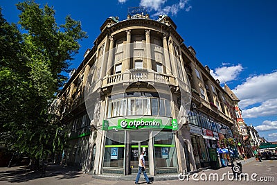 OTP Bank OTP Banka logo on their main office for Subotica OTP Bank Group is one of the largest Hungarian banks Editorial Stock Photo