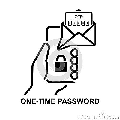 OTP icon.One time password. Two factors authentication isolated on background Vector Illustration