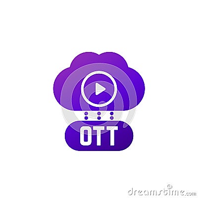 OTT platform icon with a cloud Vector Illustration