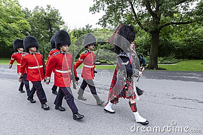 Ottawa, Canada - August 08, 2023. Changing of the guard ceremony on Rideau Hall, government Palace Editorial Stock Photo