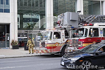 Fire in centre of Ottawa Editorial Stock Photo